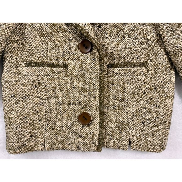 Vintage Inspired Brown Tweed Wool Women M Crop Jacket Equestrian Academia Money - Picture 3 of 8